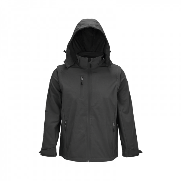 Veste softshell 3 en 1 avec capuche et manches amovibles personnalisée - Cali advise