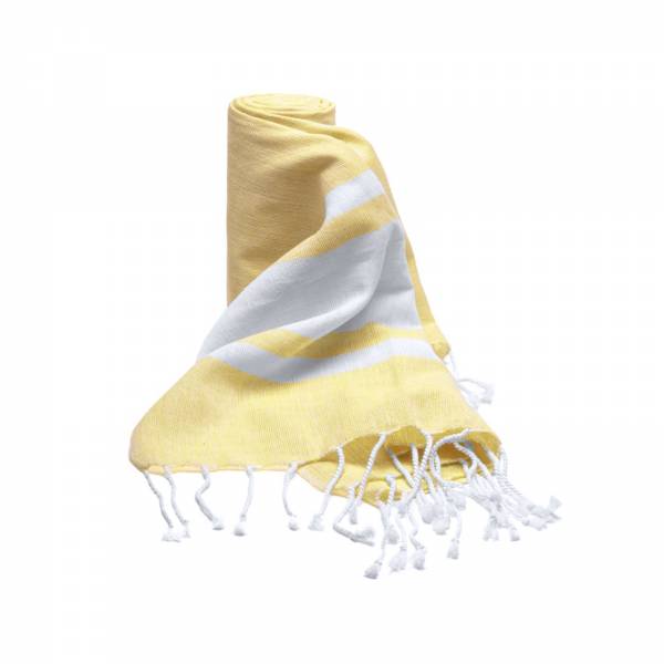 Paréo fouta serviette de plage personnalisé jaune sur Marseille